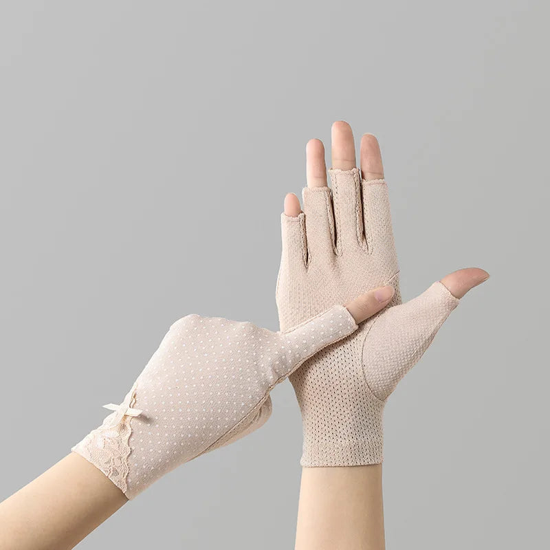 Cotton Fingerless Sunscreen Gloves – UV Protection for Driving and Outdoor