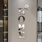 3D Mirror Home Logo Wall Sticker – Acrylic Sign for Entrance Decoration