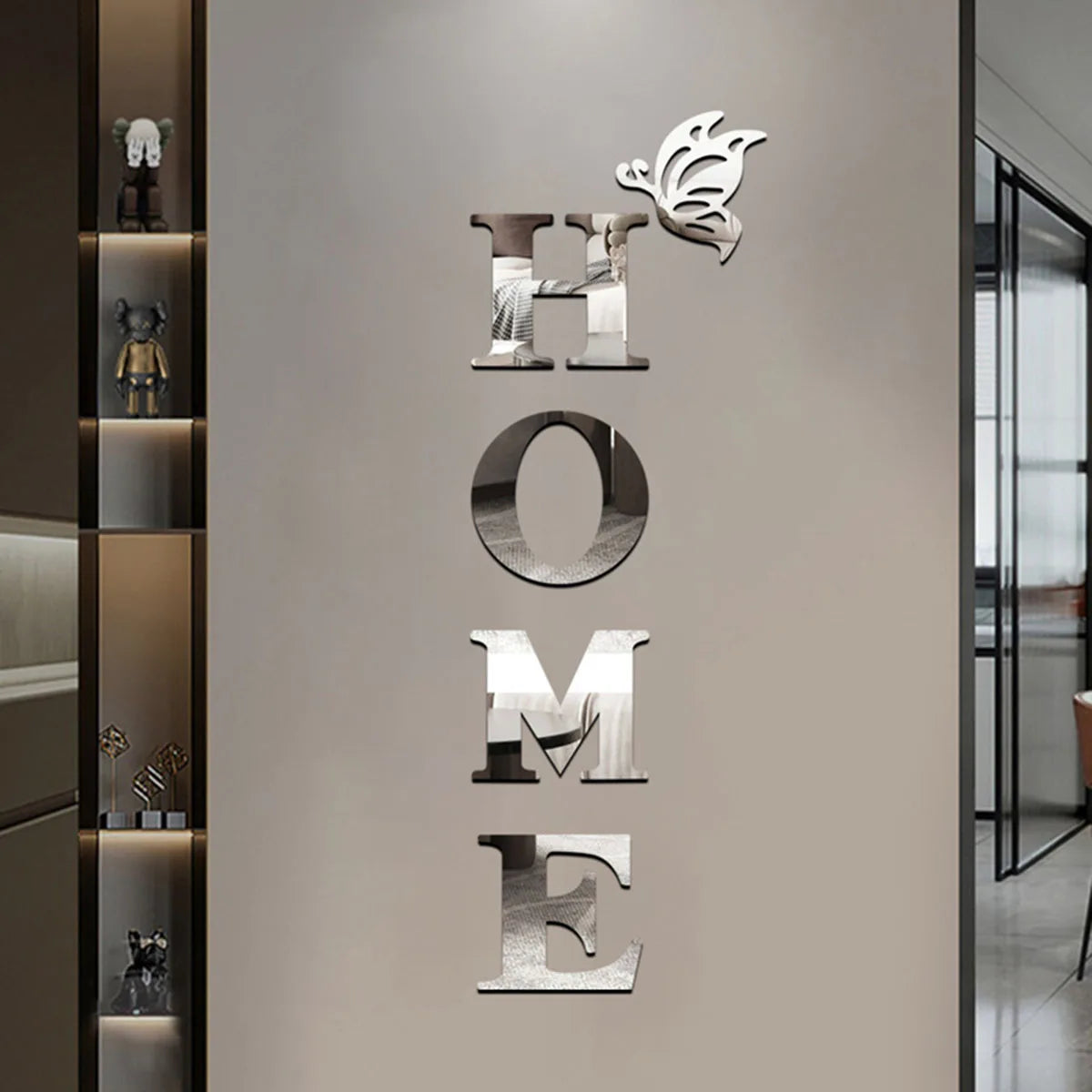 3D Mirror Home Logo Wall Sticker – Acrylic Sign for Entrance Decoration