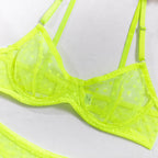Polka Dot Mesh Lingerie Set – Sheer Underwire Bra and G-String for Women