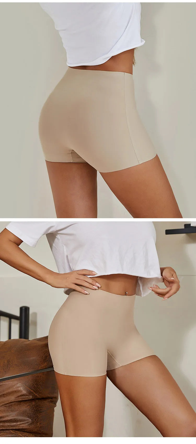 Seamless Ice Silk Biker Shorts – High Waisted Yoga Leggings for Fitness Gym