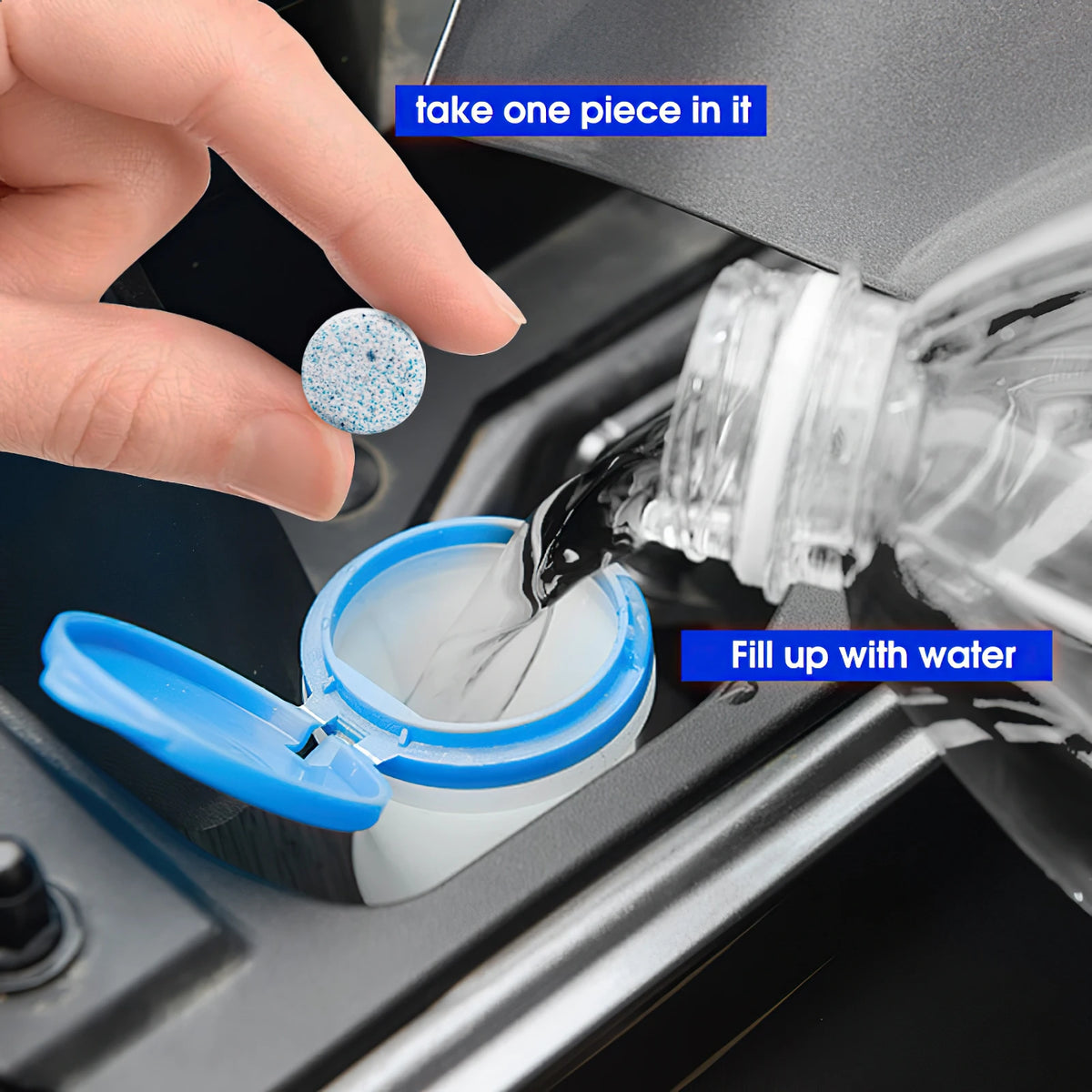 Effervescent Glass Cleaner Tablets – Concentrated Windshield Wash for Car Care