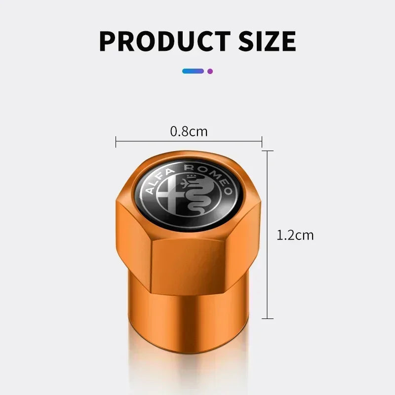 Metal Car Tire Valve Stem Caps – Automotive Accessory for Alfa Romeo Models