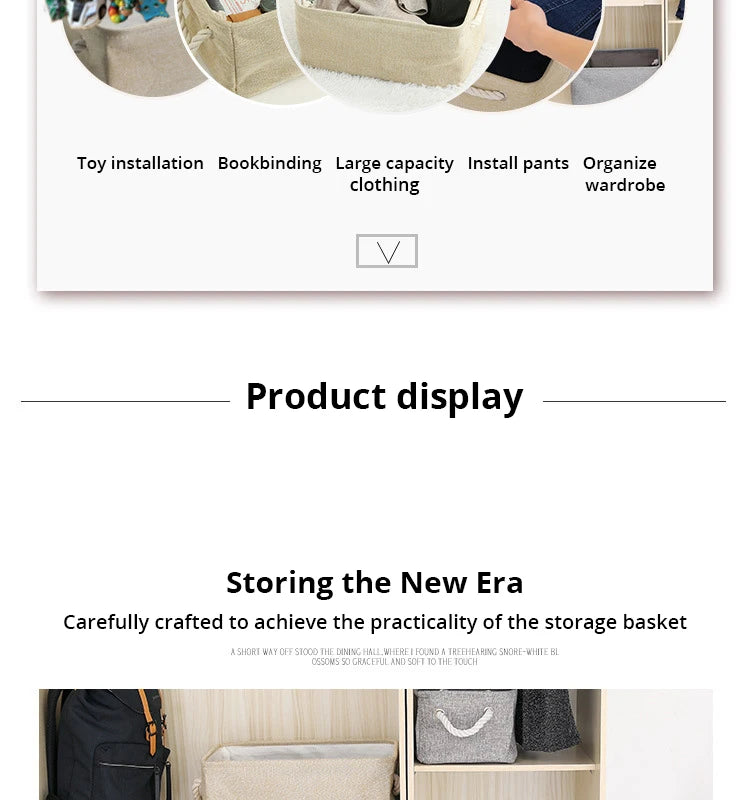 Folding Linen Storage Basket – Fabric Organizer for Wardrobe and Laundry