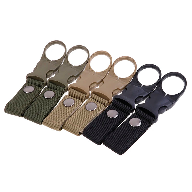 Nylon Webbing Bottle Holder – Tactical Carabiner Hook for Outdoor Hiking