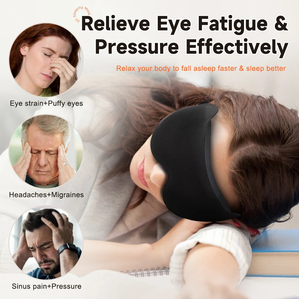 Soft 3D Sleeping Mask – Breathable Light Blocking Eyeshade for Travel