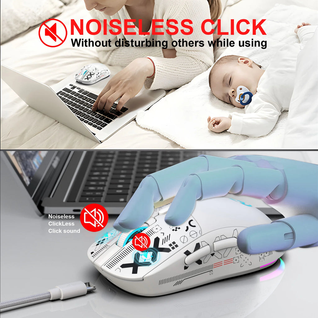 Wireless Gaming Mouse – Rechargeable RGB Ergonomic Silent Optical Mouse for Laptop
