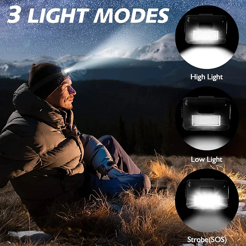 LED COB Headlamp – Waterproof Bright Flashlight for Outdoor Camping and Kids
