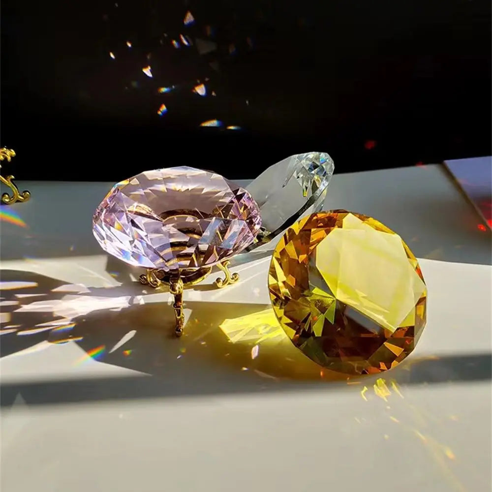 Crystal Diamond Paperweight – Giant Cut Glass Gem for Office Decor Gifts
