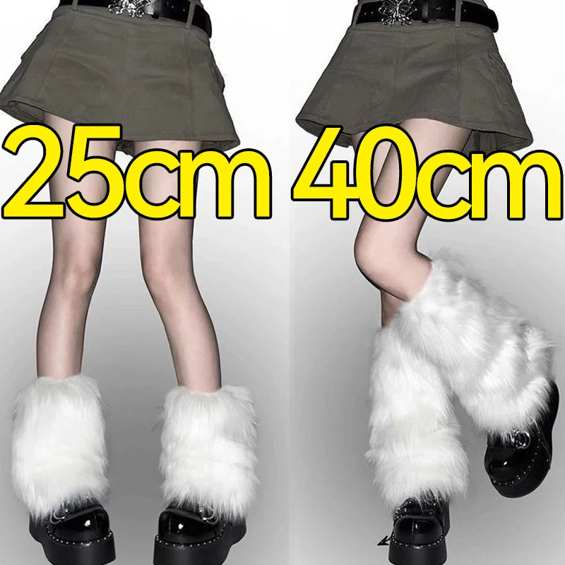 Faux Fur Leg Warmers – Lolita Harajuku Style Boot Covers for Winter Cosplay
