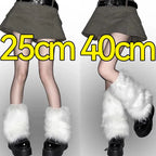 Faux Fur Leg Warmers – Lolita Harajuku Style Boot Covers for Winter Cosplay