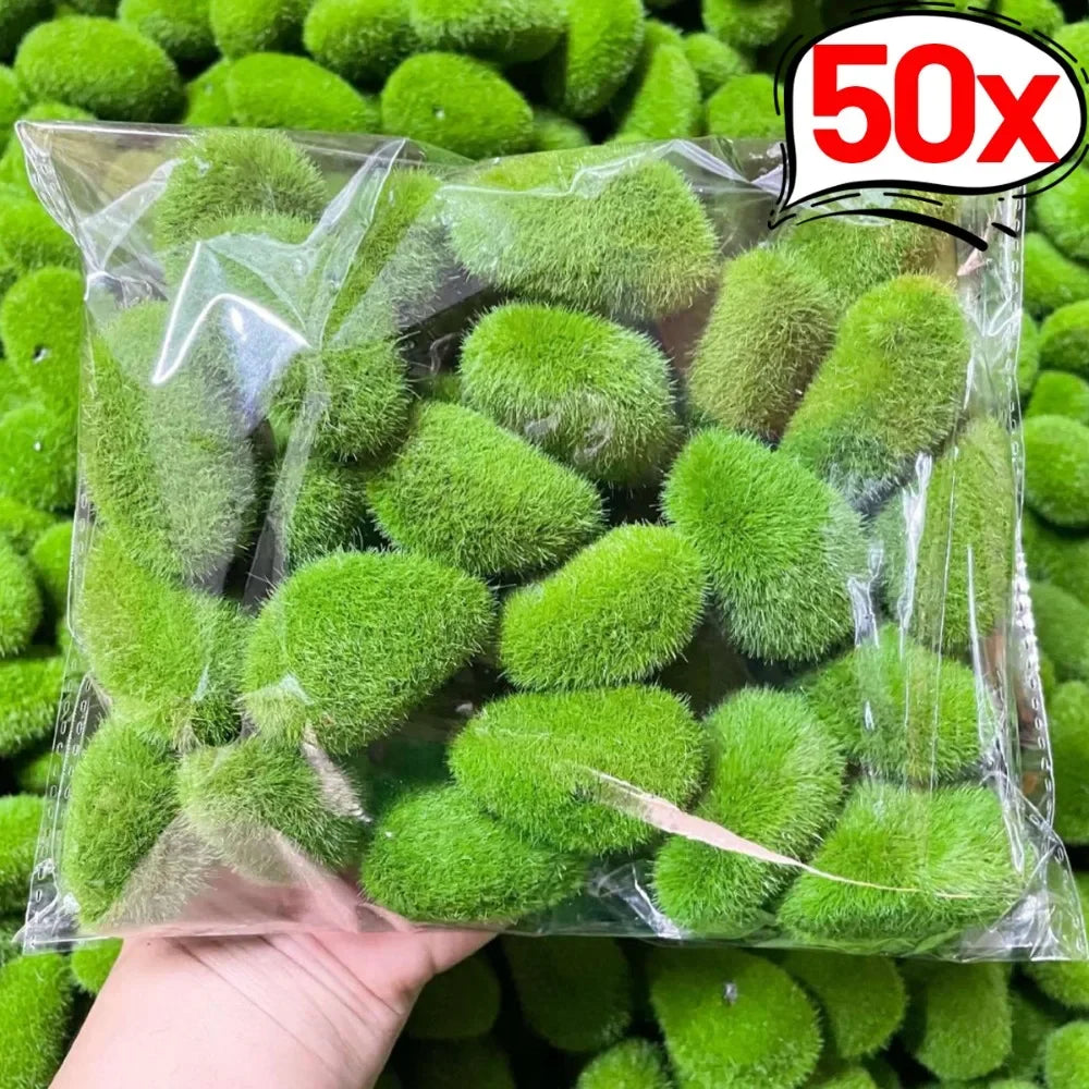 Artificial Foam Moss Stones – Decorative Green Rocks for Micro Landscapes