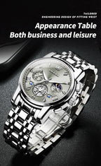 Quartz Chronograph Watch – Moon Phase Luminous Wristwatch for Men