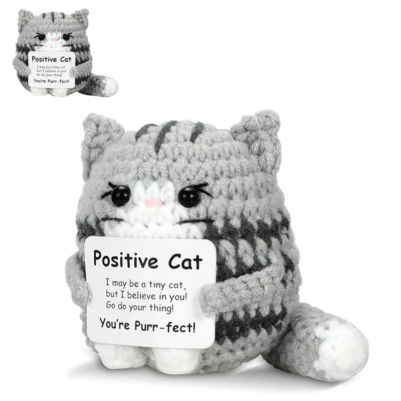 Handmade Crochet Cat Doll – Positive Energy Ornament for Christmas Gifts