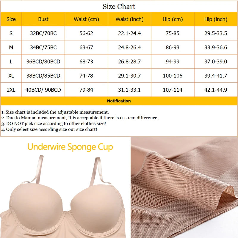 Underwire Control Slip – Full Length Shapewear for Women Under Dresses