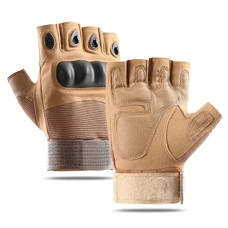 Tactical Fingerless Gloves – Hard Shell Knuckle Protection for Outdoor Sports