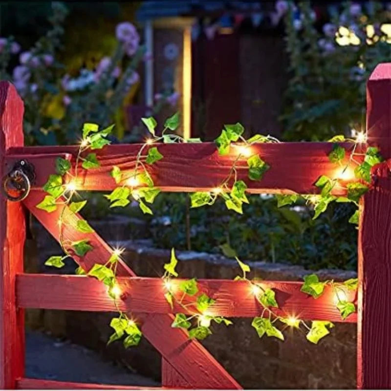 Solar LED Fairy Lights – Artificial Ivy Leaves for Garden Decoration