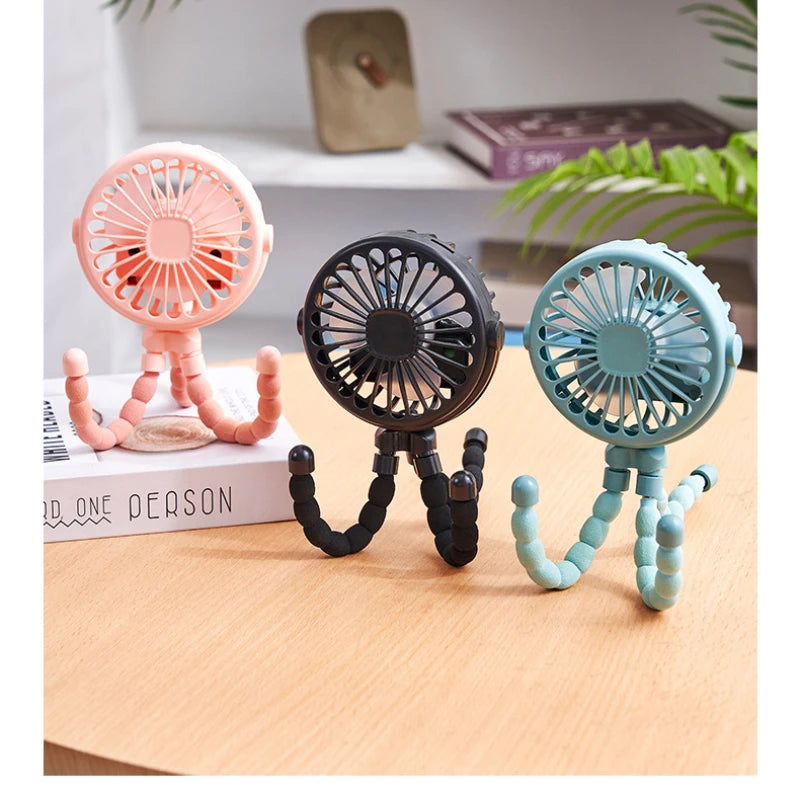 Flexible Tripod Stroller Fan – Rechargeable Personal Cooler for Travel