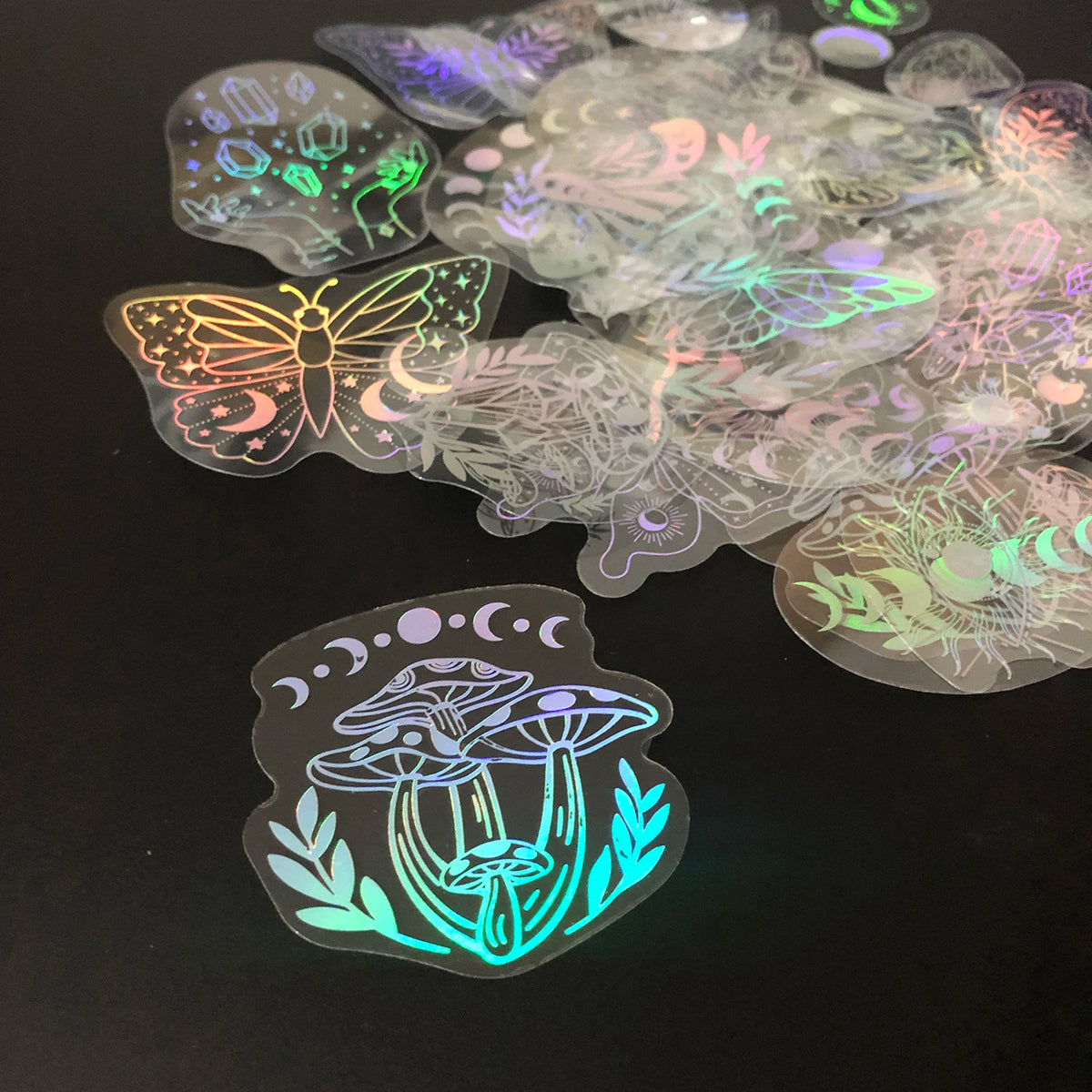 Holographic Glitter Stickers – Transparent Waterproof Decals for Scrapbooking