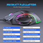 RGB Gaming Mouse – 12800 DPI Programmable 12-Button Ergonomic Controller for PC
