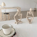 Abstract Thinker Statue – Sand Colored Yoga Figurine for Home Decor