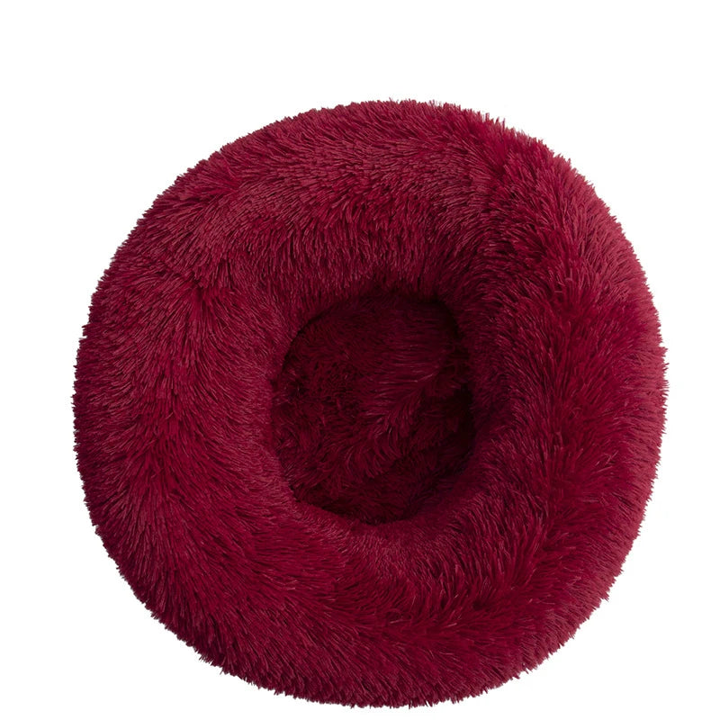 Round Plush Pet Bed – Soft Warm Dog House for Large and Medium Pets