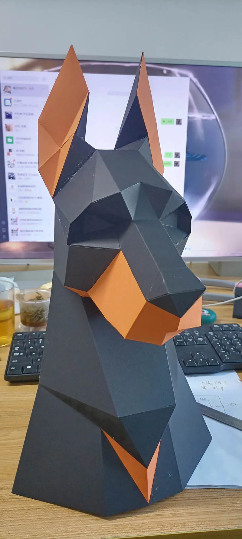 Doberman 3D Papercraft Sculpture – DIY Animal Model for Home Decor