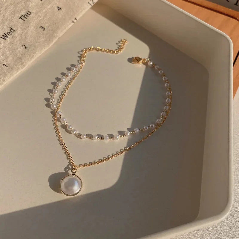 Pearl Charm Link Bracelet – Hollowout Star and Fire Ball for Women Jewelry