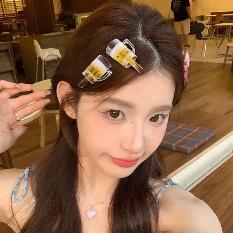 Beer Shaped Hair Clips – Creative Novelty Barrettes for Party Hairstyling