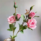 Silk Rose Branch – 5 Head Artificial Floral Stem for Wedding Home Decor