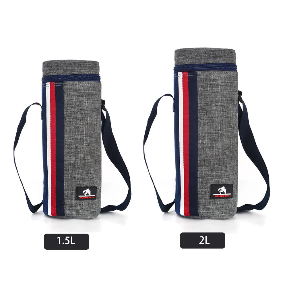 Insulated Oxford Water Bottle Bag – 1L/2L Pouch for Hiking and Summer Travel