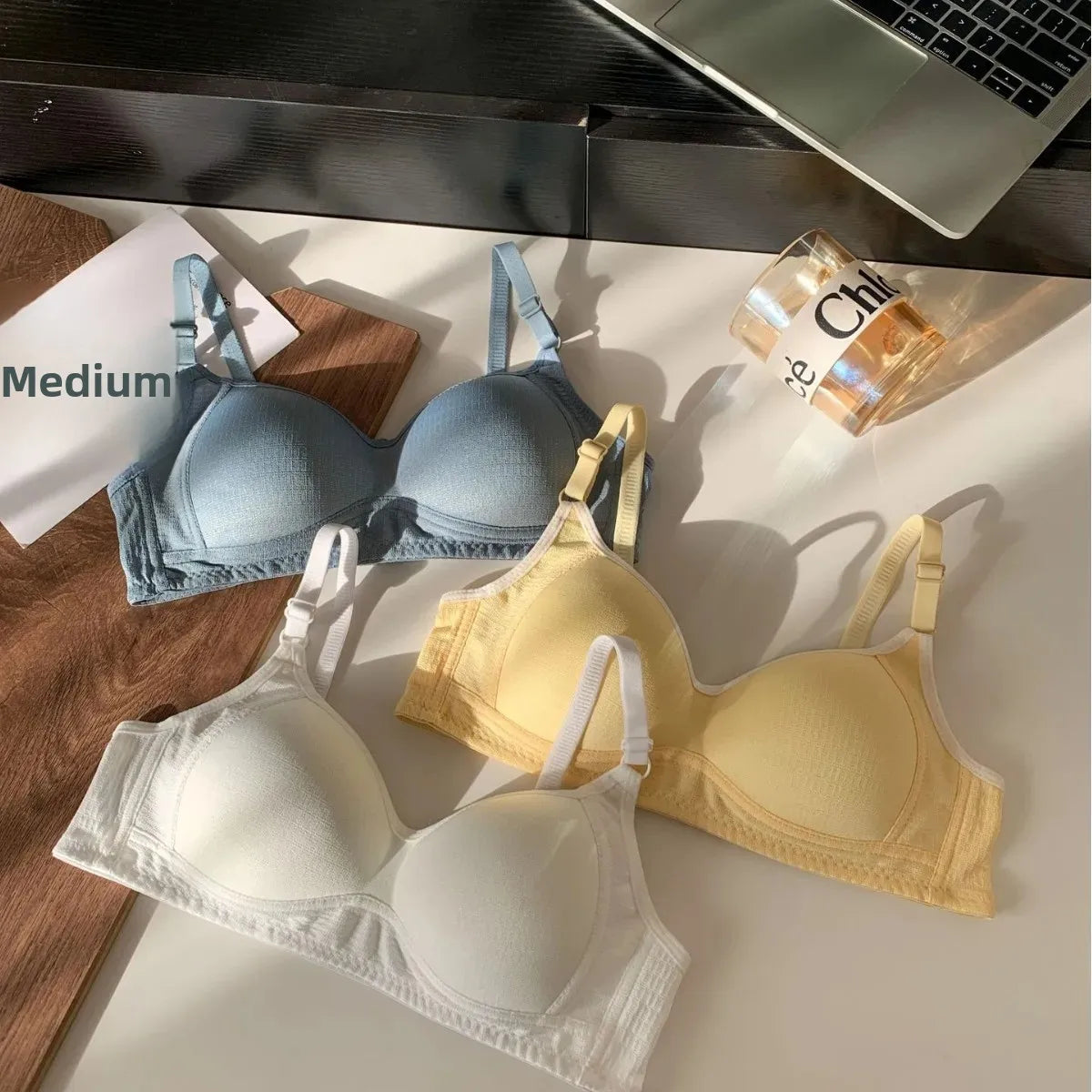 Seamless Cotton Wireless Bra – Breathable Gathered Underwear for Daily Comfort
