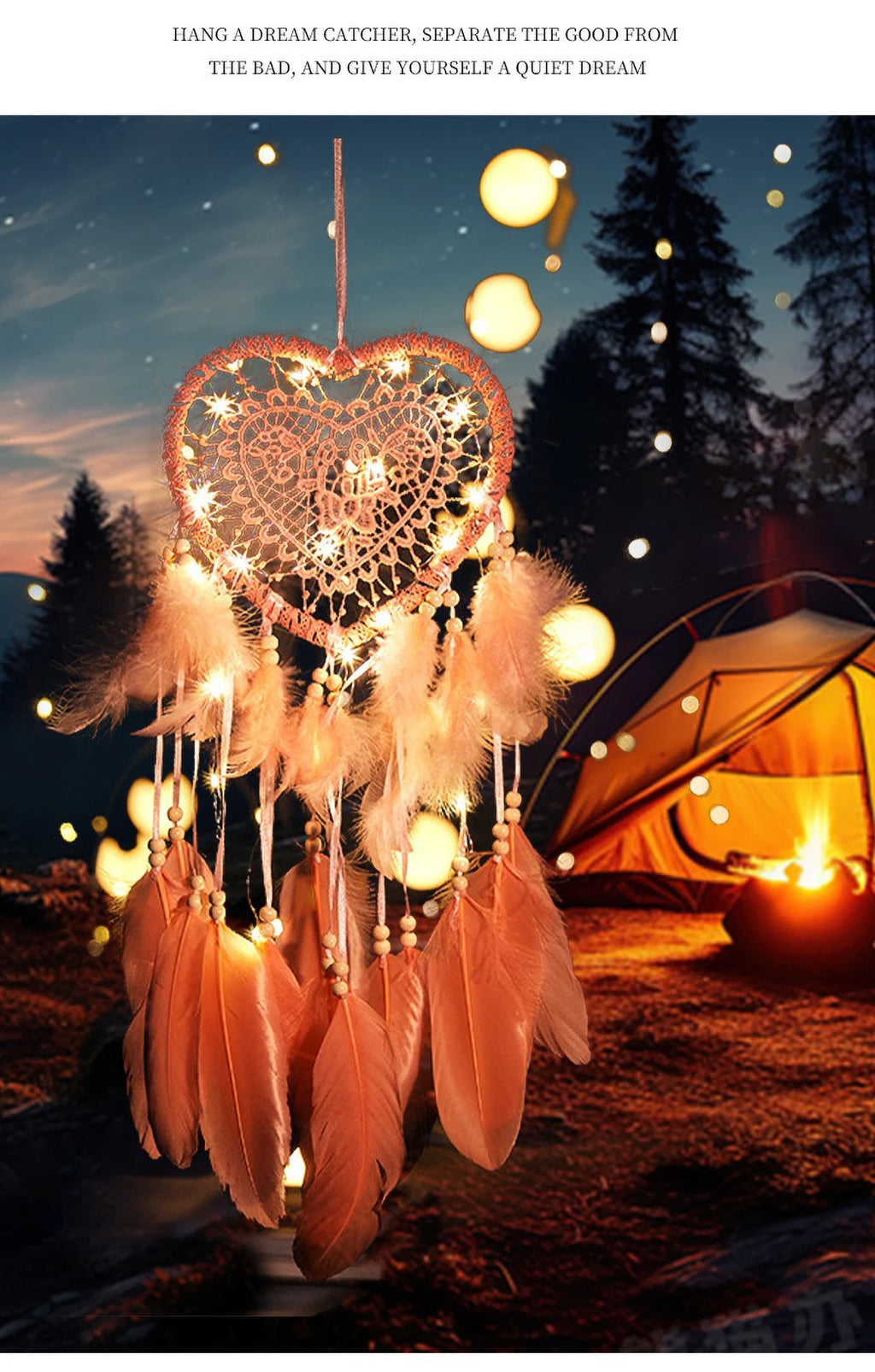 LED Heart Dreamcatcher – Hanging Nordic Ornament for Wedding Decor