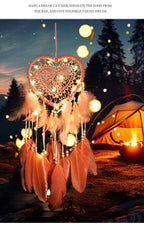 LED Heart Dreamcatcher – Hanging Nordic Ornament for Wedding Decor