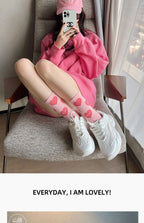 Cotton Strawberry Heart Crew Socks – Cute Women's Casual Fashion Hosiery