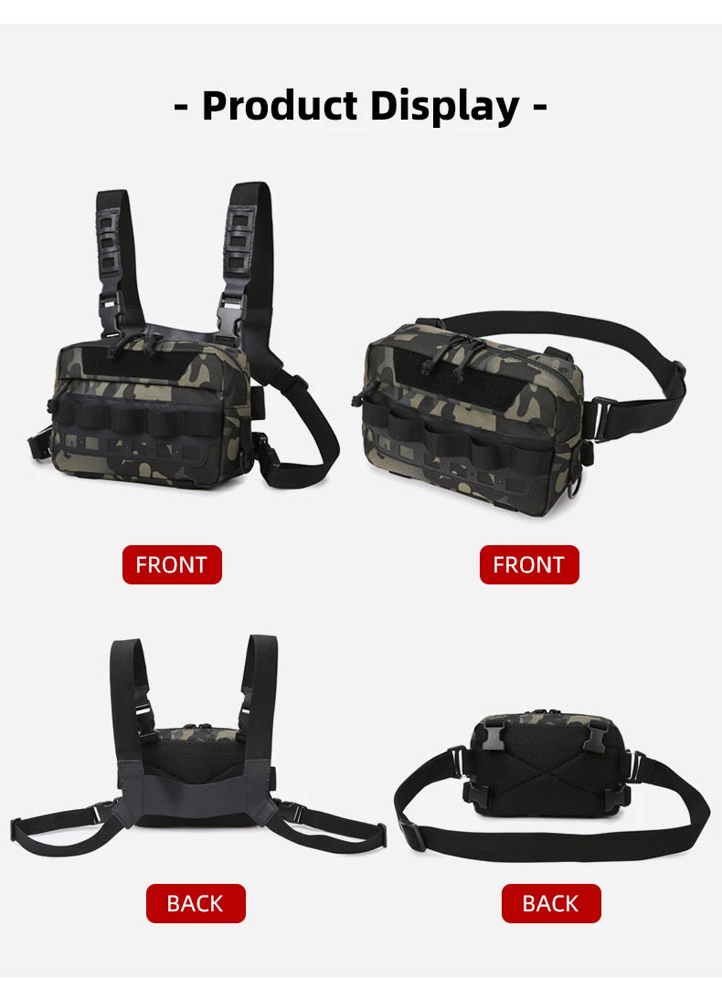 Camo Fishing Tackle Chest Bag – Utility Vest Pack for Outdoor Hunting
