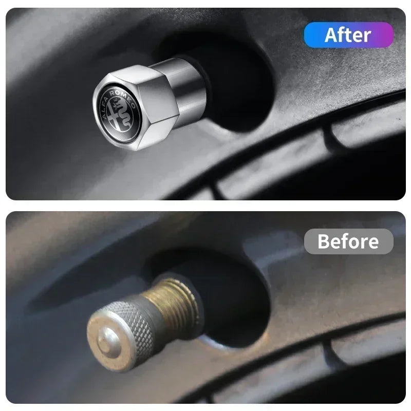 Metal Car Tire Valve Stem Caps – Automotive Accessory for Alfa Romeo Models