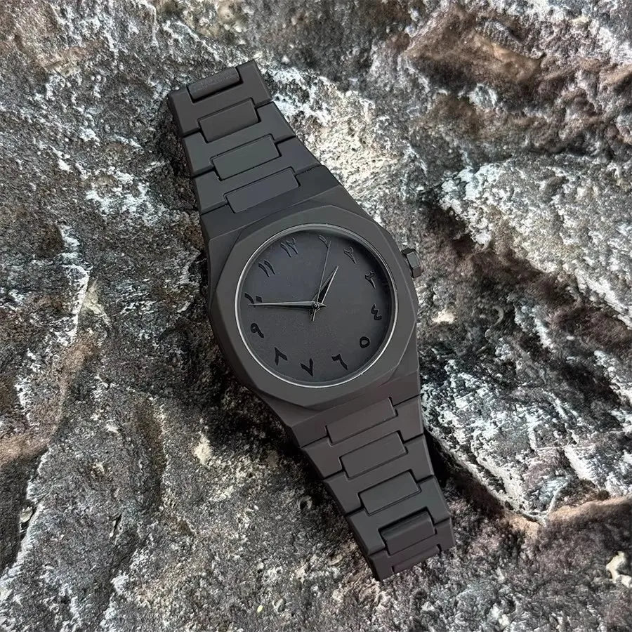 Arabic Numeral Quartz Watch – Minimalist Plastic Wristwatch for Men