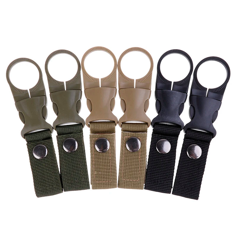 Nylon Webbing Bottle Holder – Tactical Carabiner Hook for Outdoor Hiking