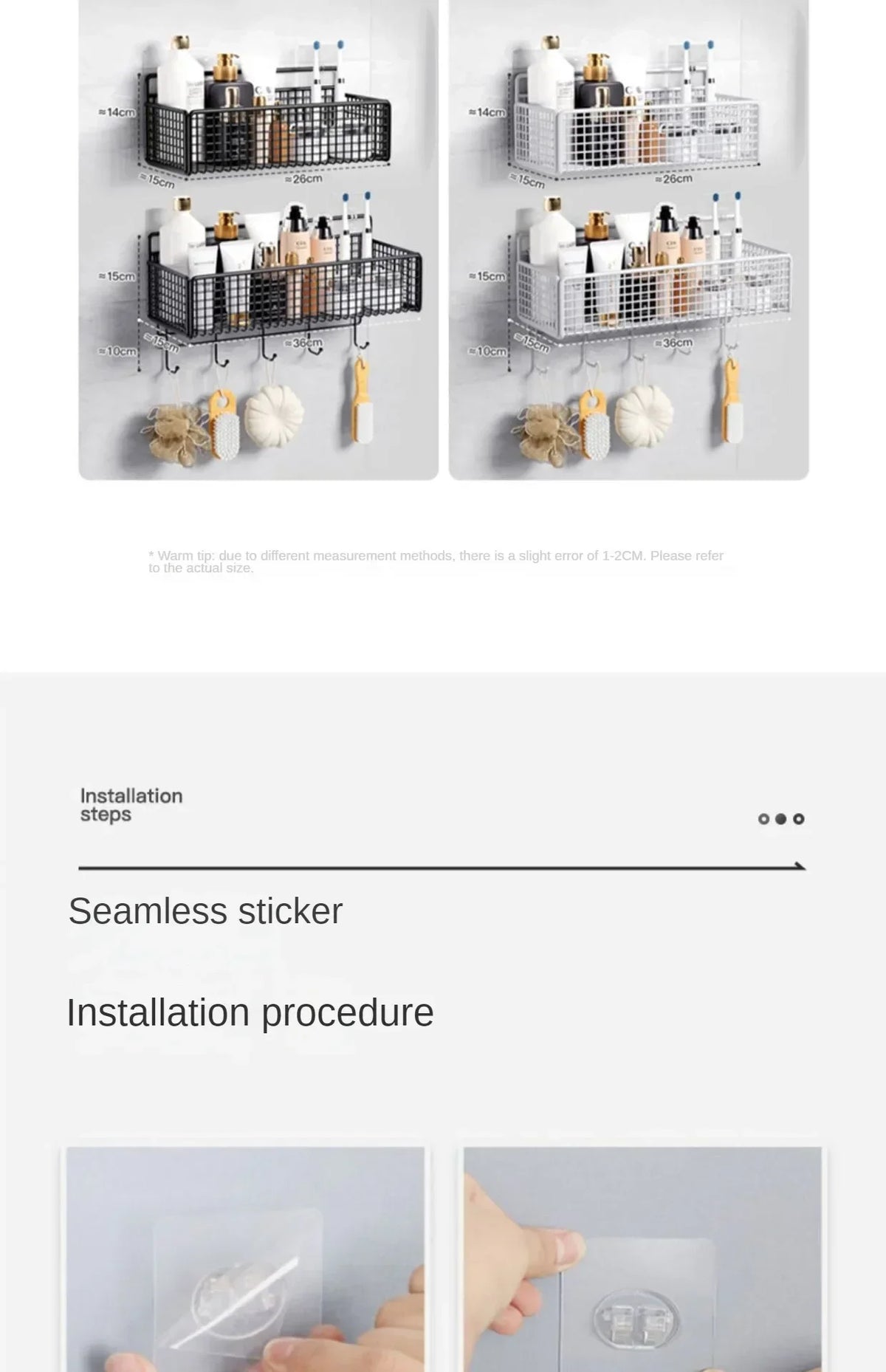 Bilayer Grid Wall Shelf – Adhesive Bathroom Organizer for Shower Storage