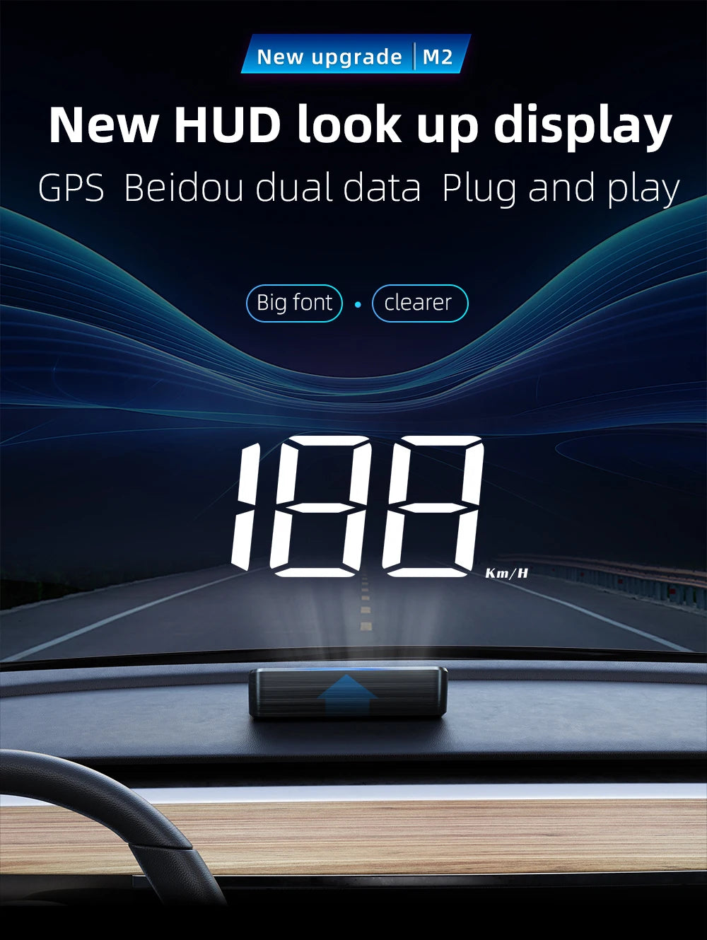 GPS Digital Head Up Display – Windshield Speedometer for Universal Auto
