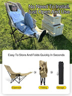 Portable Folding Camping Chair – Reclining Outdoor Seat with Leg Support