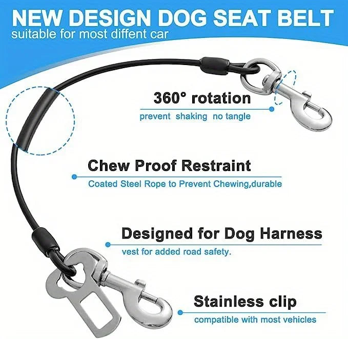 Chew-Proof Dog Car Harness – Durable Safety Seat Belt for Travel