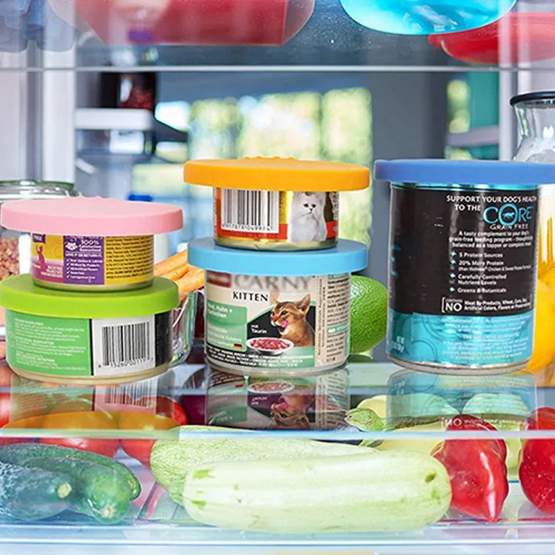 Silicone Pet Food Can Lids and Spoon – Airtight Seal for Dog and Cat Storage