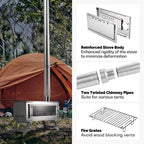Portable Wood Burning Camping Stove – Foldable Secondary Combustion Chimney