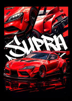 Abstract JDM Sports Car Canvas Wall Art – Blue Miata Supra E36 Print for Home Decor