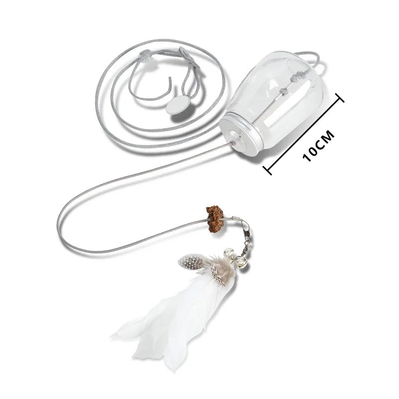 Interactive Cat Food Dispenser – Hanging Feather Toy for Kitten Enrichment