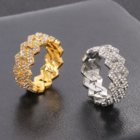 Iced Out Cuban Link Ring – Gold Plated CZ Band for Hip Hop Fashion