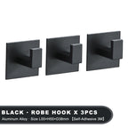 Adhesive Wall Hooks – Heavy Duty Black Hangers for Bathroom and Kitchen