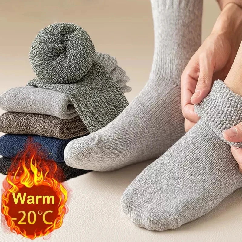Thermal Terry Winter Socks – Thick Unisex Crew for Cold Weather